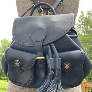 Dooney & Bourke Vintage Navy Nubuck Leather Drawstring Bucket Backpack Purse